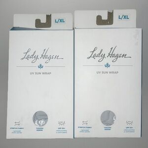 Lot of 2 Lady Hagen UV UPF 50+ Sun Wraps for Shoulder & Arms Grey Sky L/ XL NEW